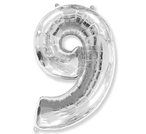 BALON GD CYFRA 9 SREBRNY 34'' 86cm