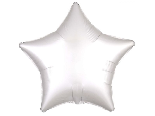 BALON GWIAZDA SATYNOWY BIAŁY 17'' 43cm