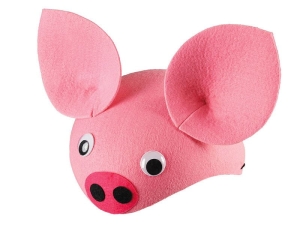 CZAPKA ŚWINKA RUCHOME OCZY RÓŻOWA