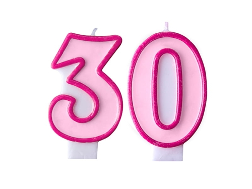 ZESTAW ŚWIECZKI 30 RÓŻOWE 2szt