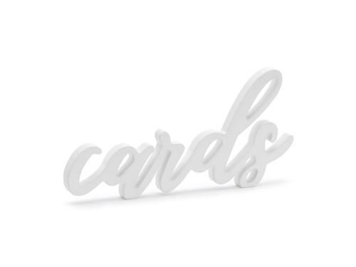 NAPIS CARDS DREWNIANY BIAŁY 20x10cm