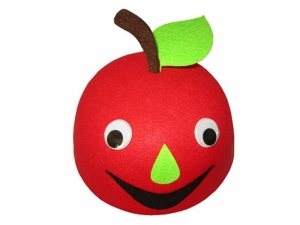 CZAPKA JABŁKO RUCHOME OCZY CZERWONA