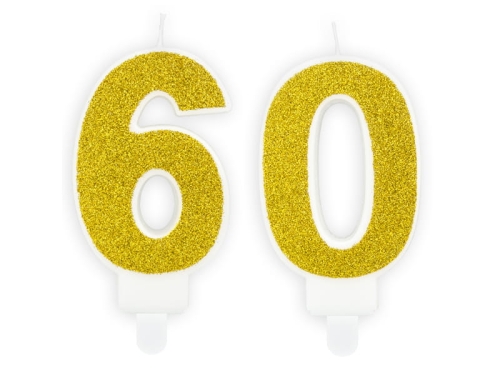 ZESTAW ŚWIECZKI 60 BROKAT ZŁOTE 2szt