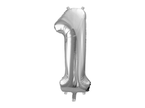 BALON DECO CYFRA 1 SREBRNY 34'' 86cm