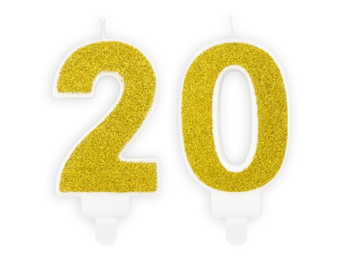 ZESTAW ŚWIECZKI 20 BROKAT ZŁOTE 2szt