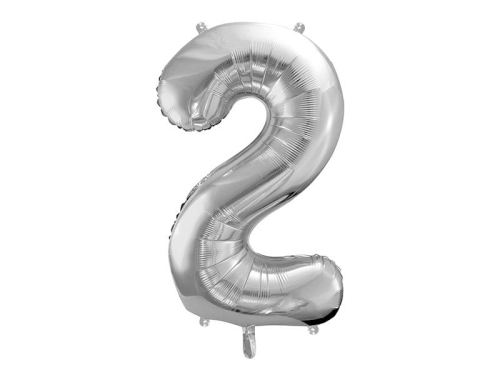 BALON DECO CYFRA 2 SREBRNY 34'' 86cm