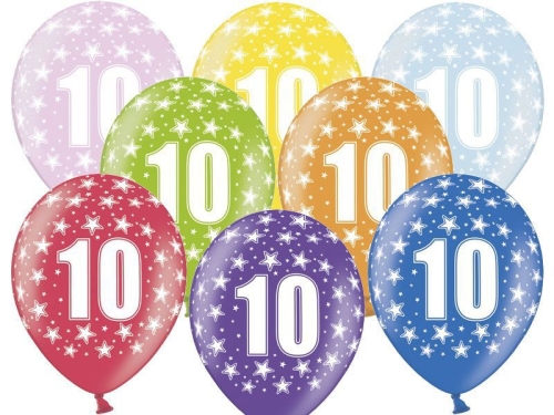 BALON 10th BIRTHDAY MIX 30cm 1szt