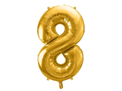 BALON DECO CYFRA 8 ZŁOTY 34'' 86cm