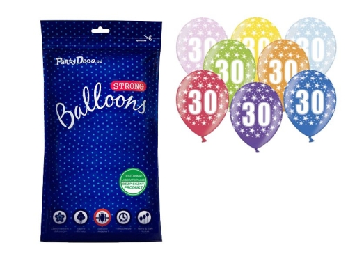 BALONY 30th BIRTHDAY MIX 30cm 50szt