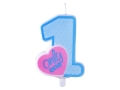 ŚWIECZKA URODZINOWA CYFERKA Z SERCEM ONLY ONE NIEBIESKA 1