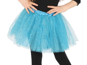 SPÓDNICZKA TIULOWA BROKAT BŁĘKITNA 30cm