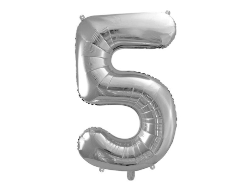 BALON DECO CYFRA 5 SREBRNY 34'' 86cm