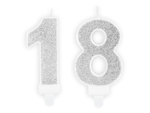 ZESTAW ŚWIECZKI 18 BROKAT SREBRNE 2szt