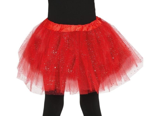 SPÓDNICZKA TIULOWA BROKAT CZERWONA