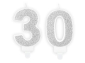 ZESTAW ŚWIECZKI 30 BROKAT SREBRNE 2szt