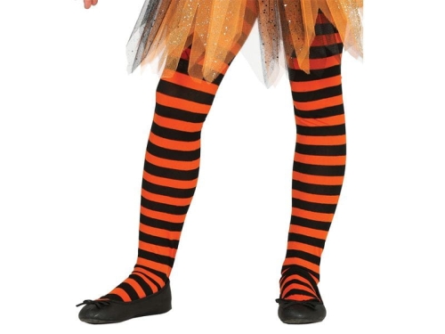 RAJSTOPKI DZIECIĘCE W  PASKI CZARNO-POMARAŃCZOWE