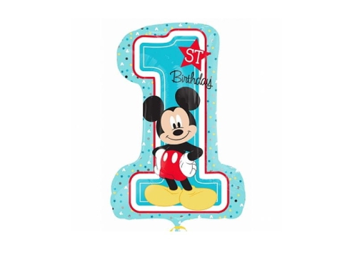 BALON CYFRA 1 MYSZKA MICKEY BŁĘKIT 17'' 43cm