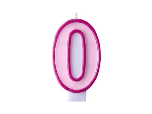 ŚWIECZKA CYFRA 0 RÓŻOWA 1szt.