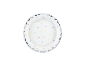 TALERZYKI PAPIEROWE GWIAZDKI BIAŁE 18cm 6szt.