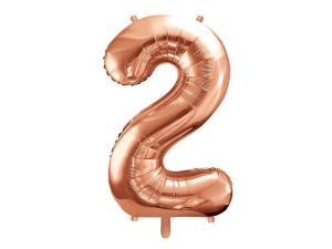 BALON CYFRA 2 RÓŻOWE ZŁOTO 34'' 86cm
