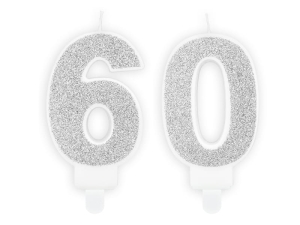 ZESTAW ŚWIECZKI 60 BROKAT SREBRNE 2szt