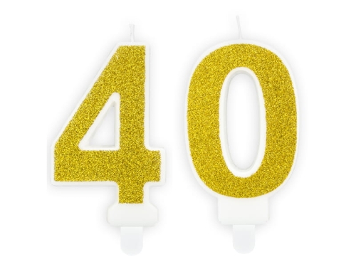 ZESTAW ŚWIECZKI 40 BROKAT ZŁOTE 2szt