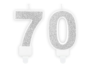 ZESTAW ŚWIECZKI 70 BROKAT SREBRNE 2szt