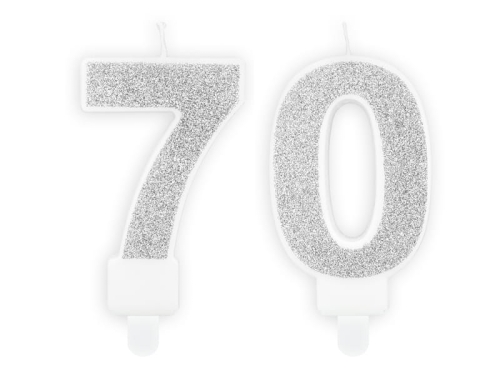 ZESTAW ŚWIECZKI 70 BROKAT SREBRNE 2szt