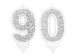 ZESTAW ŚWIECZKI 90 BROKAT SREBRNE 2szt