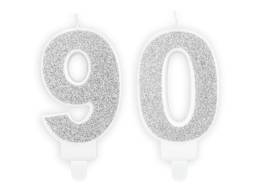 ZESTAW ŚWIECZKI 90 BROKAT SREBRNE 2szt