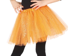 SPÓDNICZKA TIULOWA BROKAT POMARAŃCZOWA 30cm