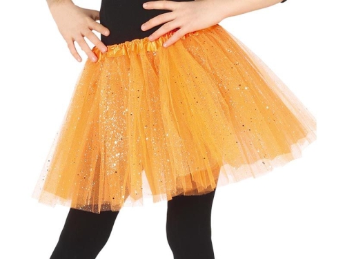 SPÓDNICZKA TIULOWA BROKAT POMARAŃCZ